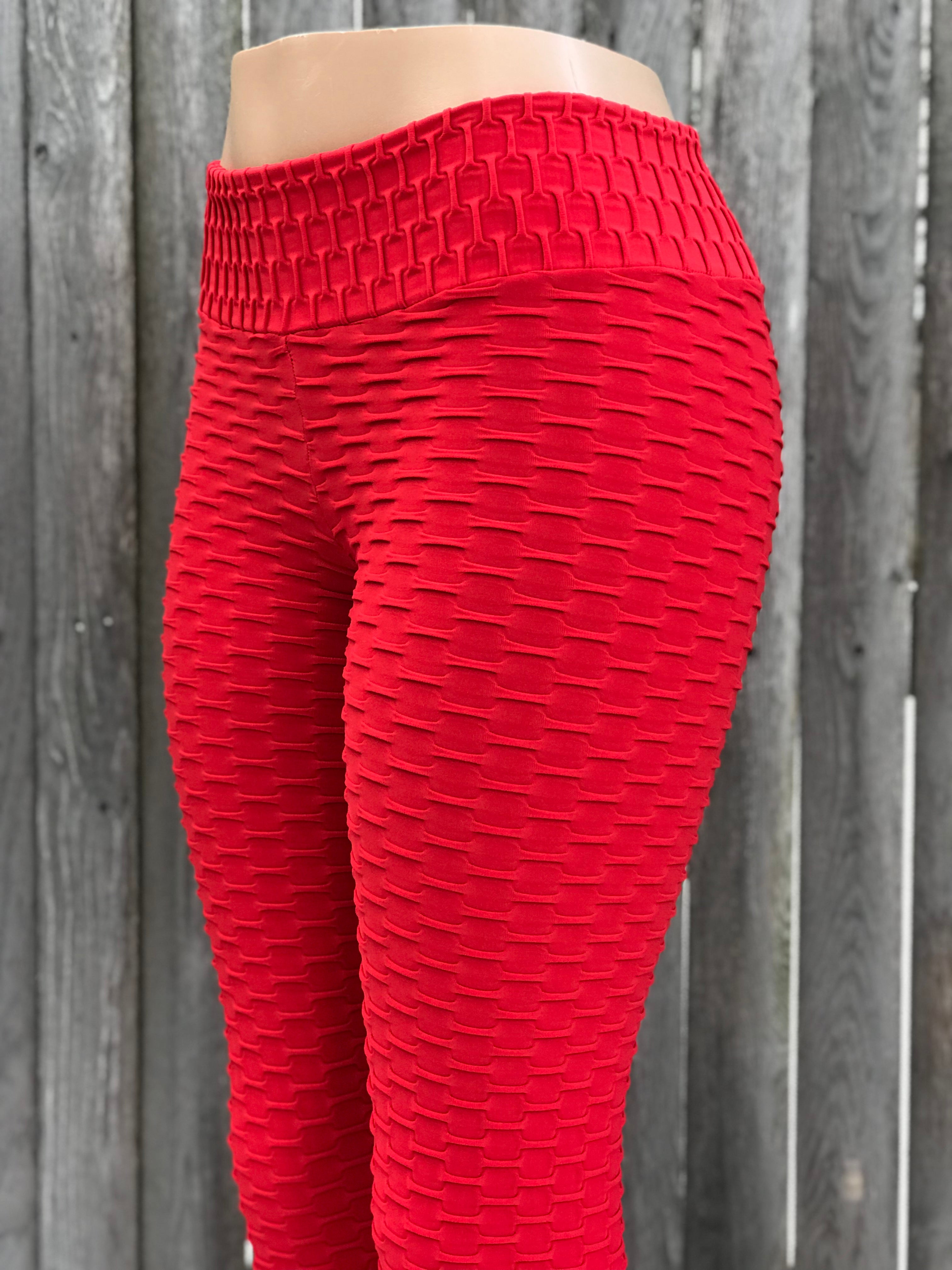 BUBBLE RED (SCRUNCH BUTT) - NYLeggings.com