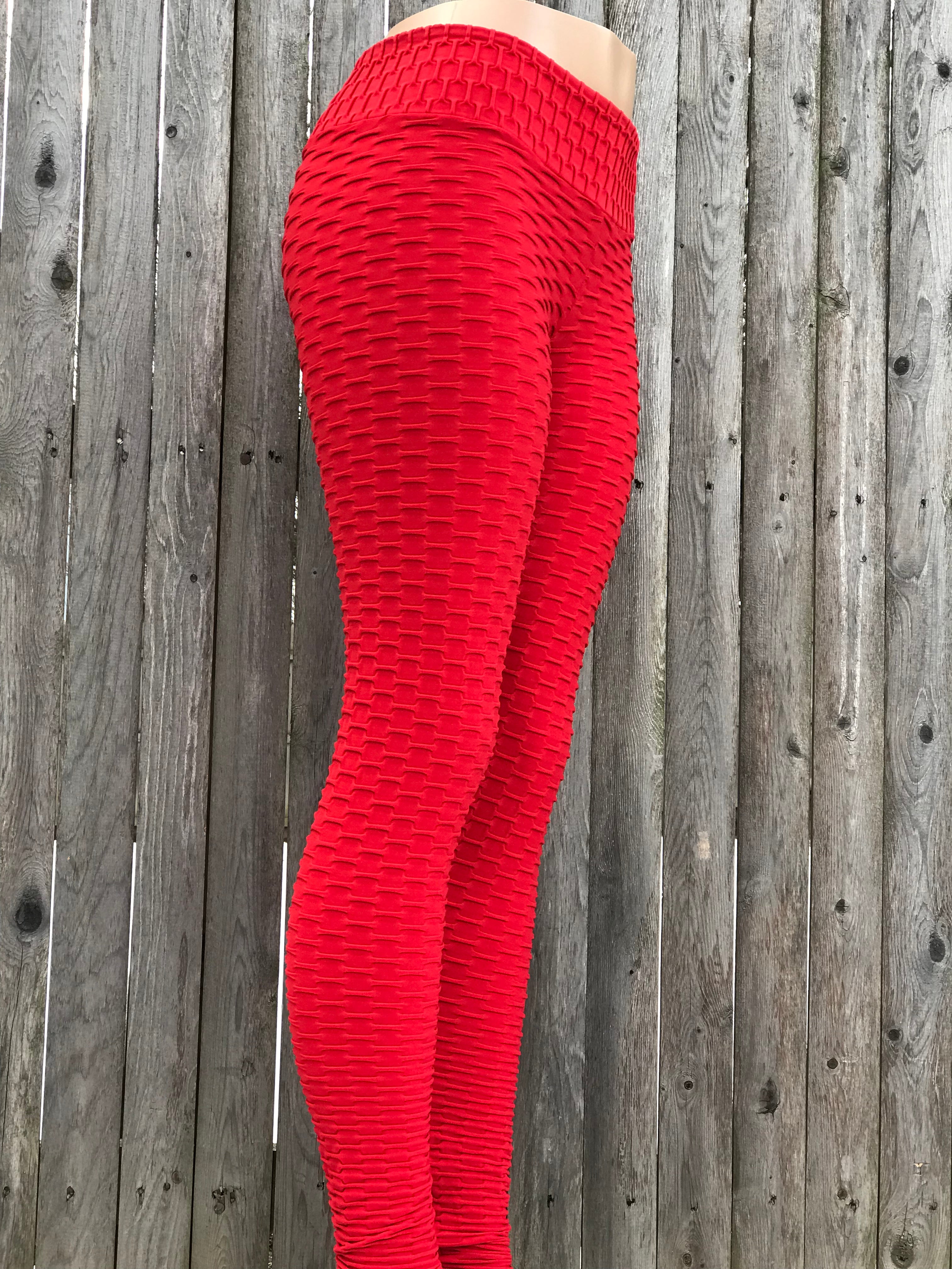 BUBBLE RED (SCRUNCH BUTT) - NYLeggings.com